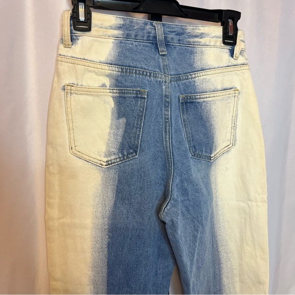 12th Tribe Two Tone High Rise Acid Wash Straight Leg Jeans, size Small NWT - Picture 6 of 7